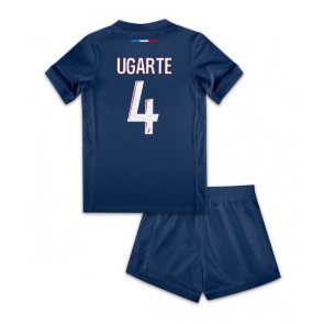 Paris Saint-Germain Manuel Ugarte #4 Domaci Dres za Dječji 2024-25 Kratak Rukavima (+ kratke hlače)